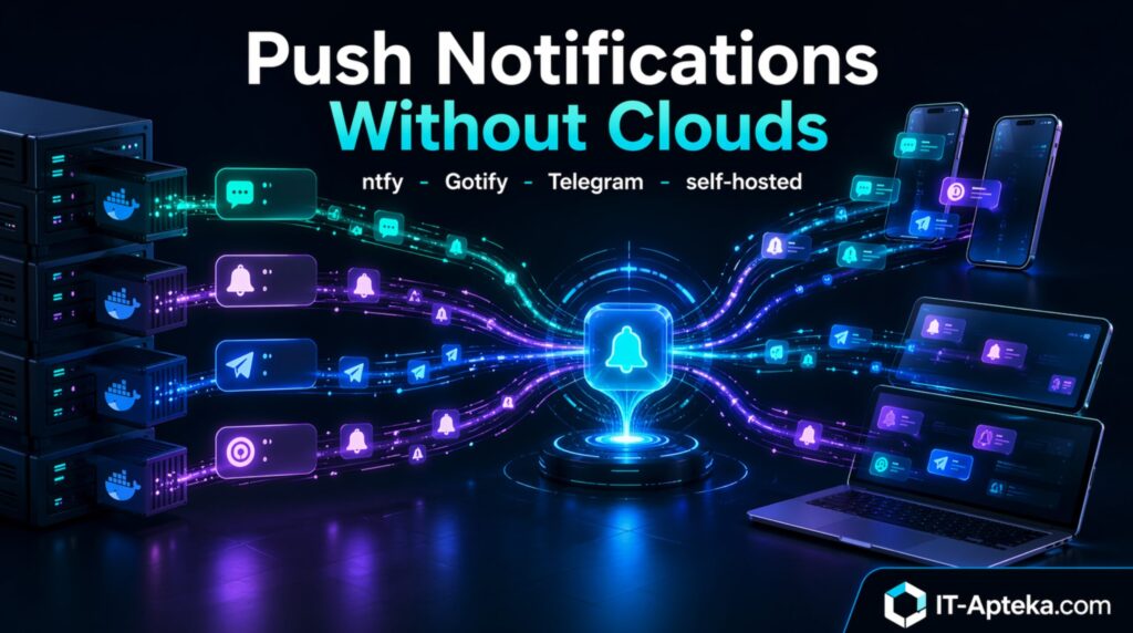 Бесплатные сервисы для push уведомлений: ntfy, Gotify, Telegram