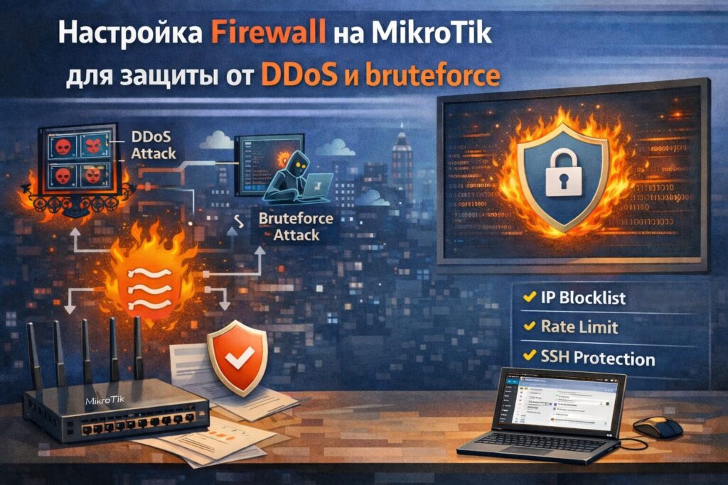 настройка Firewall на MikroTik для защиты от DDoS и bruteforce