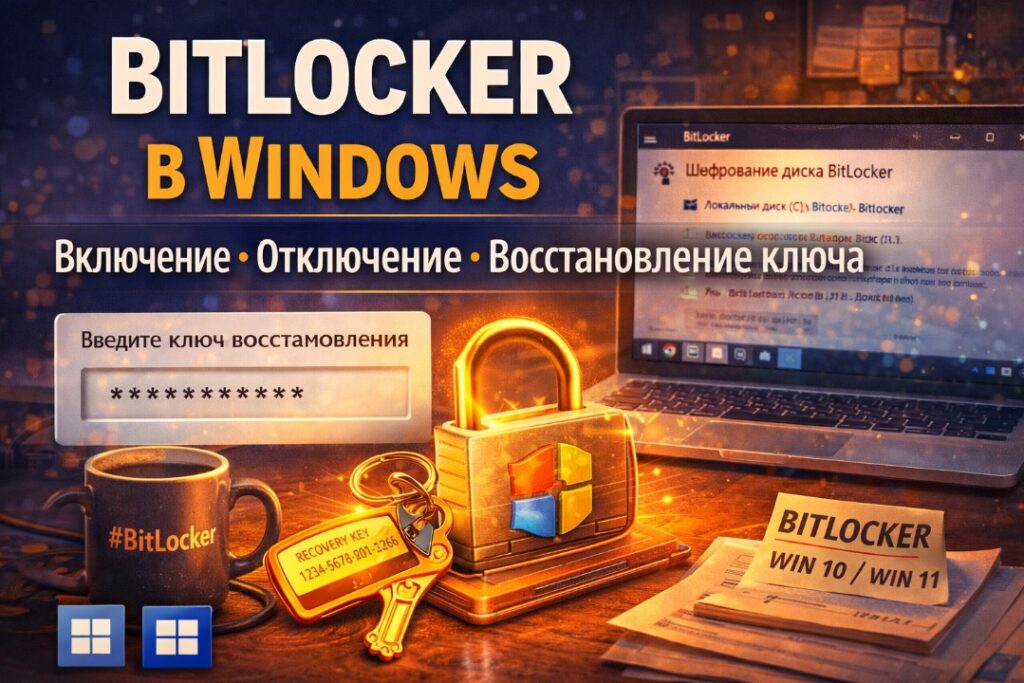 BitLocker в Windows 10 и 11: как включить шифрование диска, сохранить ключ восстановления, разблокировать и отключить. Команды PowerShell и manage-bde