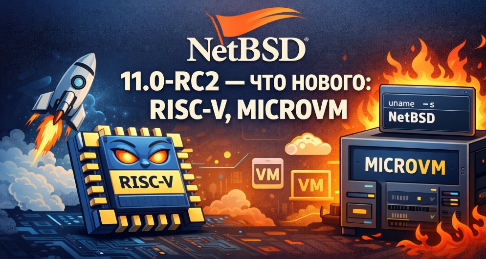 NetBSD 11.0-RC2 вышел в марте 2026: поддержка RISC-V, ARM Snapdragon X, MICROVM kernel, PVH boot и OpenSSH 10.0. Разбираем что нового и кому это важно