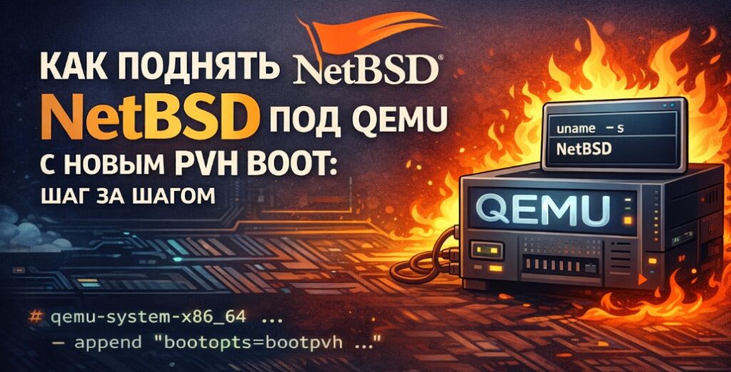 Как запустить NetBSD в QEMU с новым PVH boot