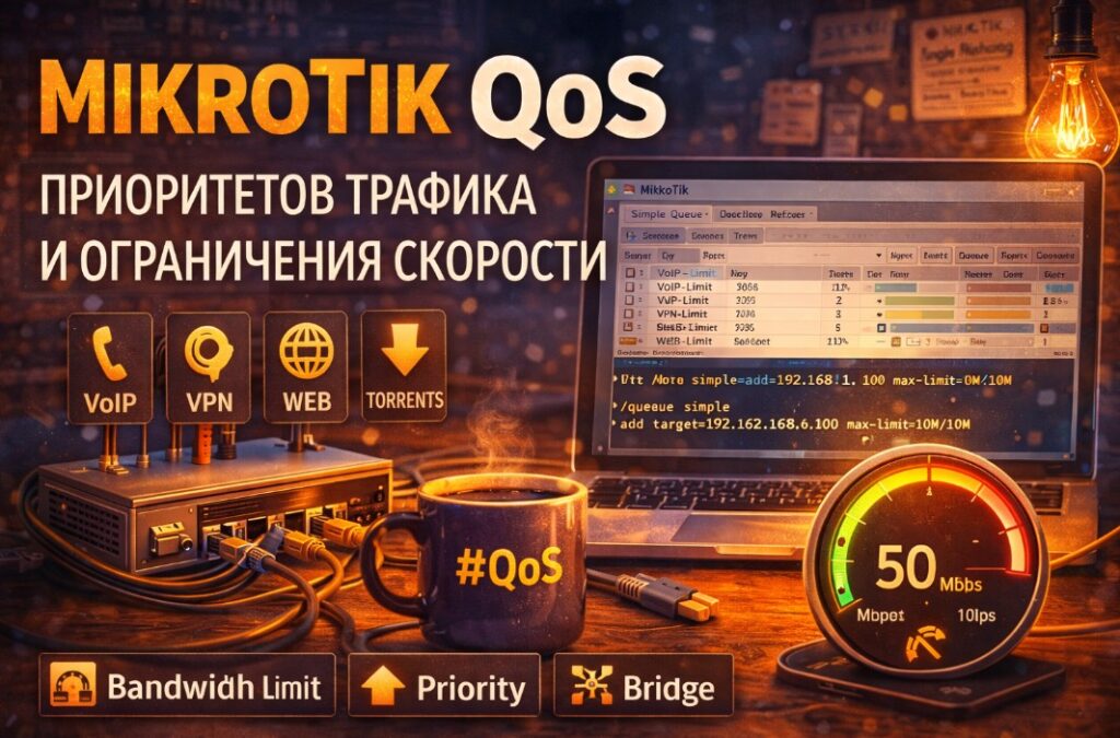QoS в MikroTik: настройка приоритизации и ограничений скорости