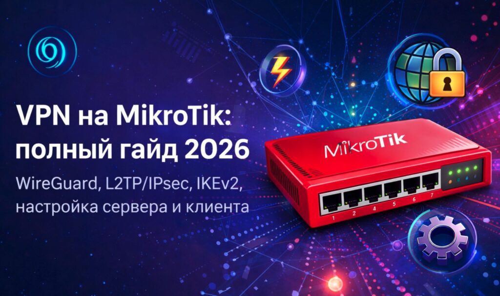 олное руководство по настройке VPN на MikroTik в 2025: WireGuard, L2TP/IPsec, IKEv2, SSTP. Пошаговые инструкции с командами CLI и WinBox, решение ошибок 789/809, настройка Firewall и маршрутизации трафика