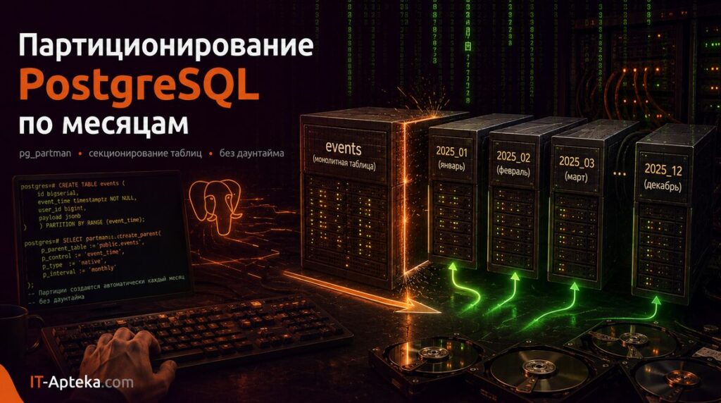разделение БД postgresql по месяцам
