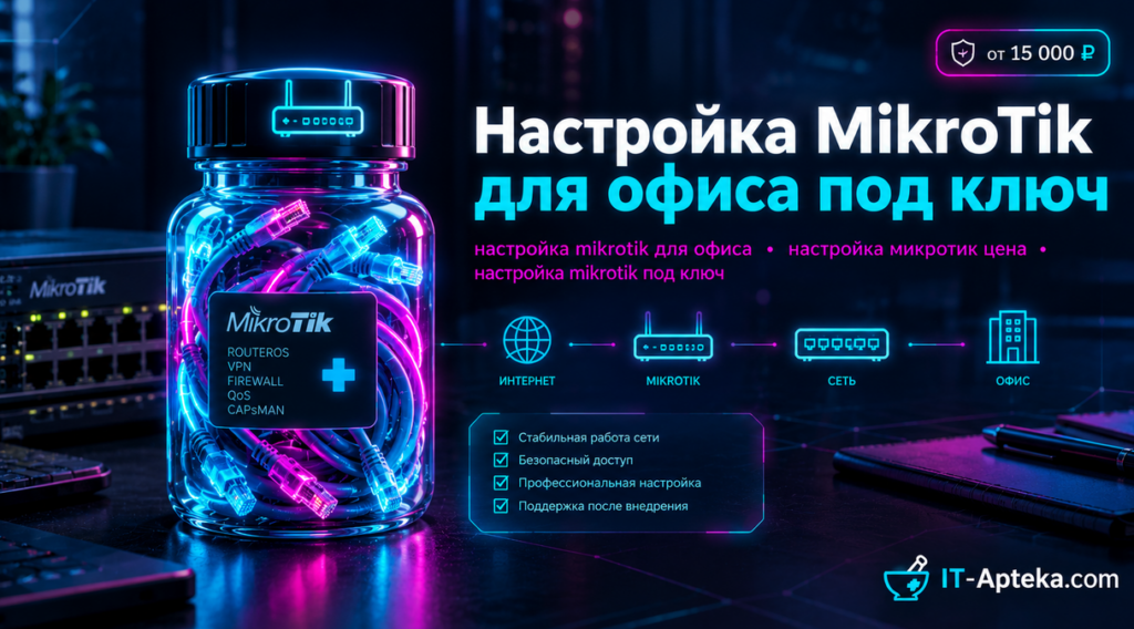 Настройка MikroTik для офиса под ключ от 15 000 ₽